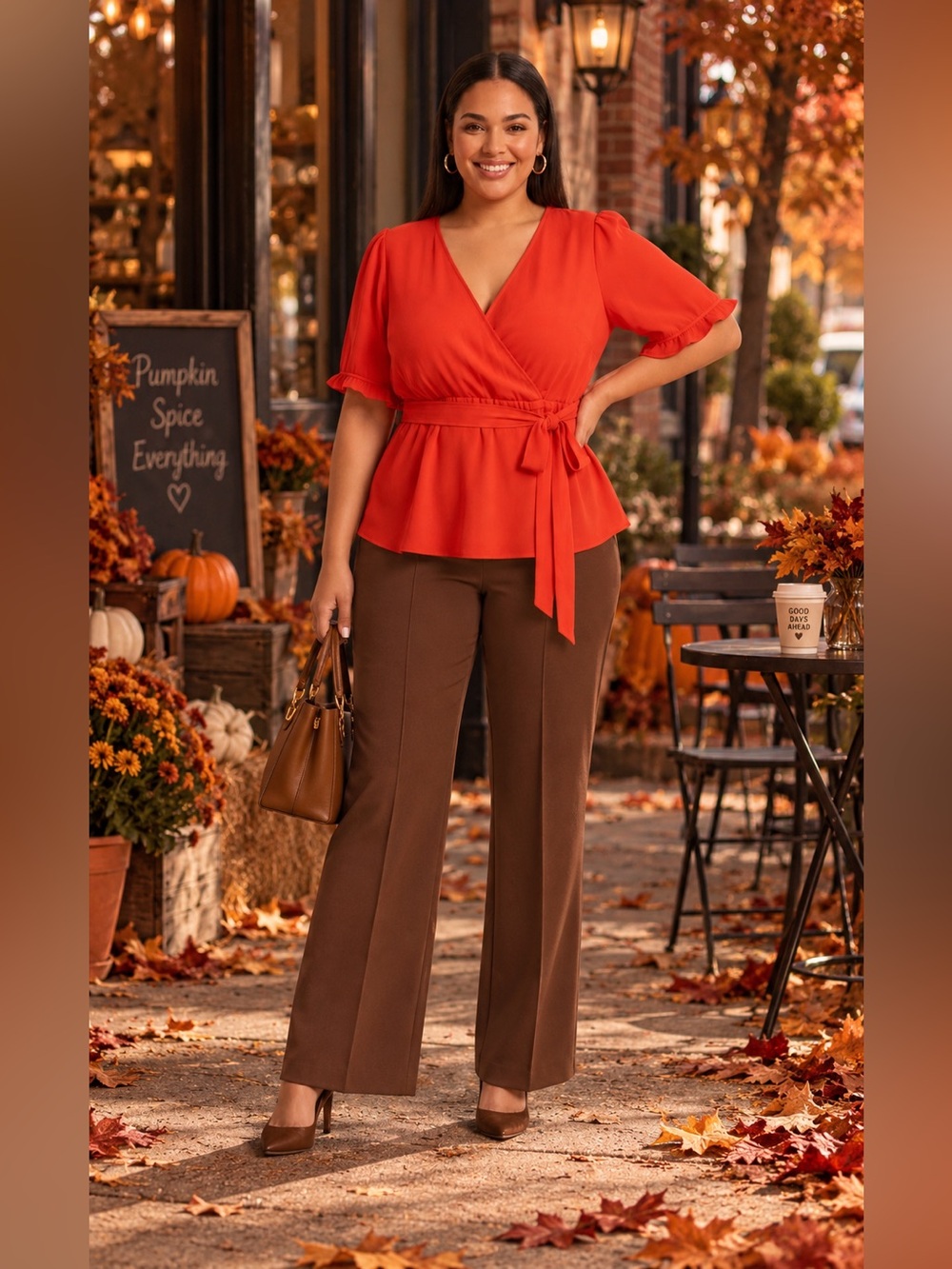 🛍️ TORRID Vibrant Orange front tie short sleeve Peplum Top plus size 4x